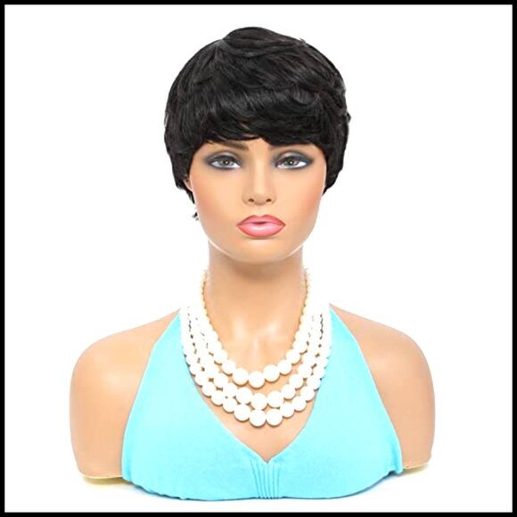 Short Pixie Cut Bob Wig Brazilian Human Hair Tangle Free Adjustable Cap main image 4